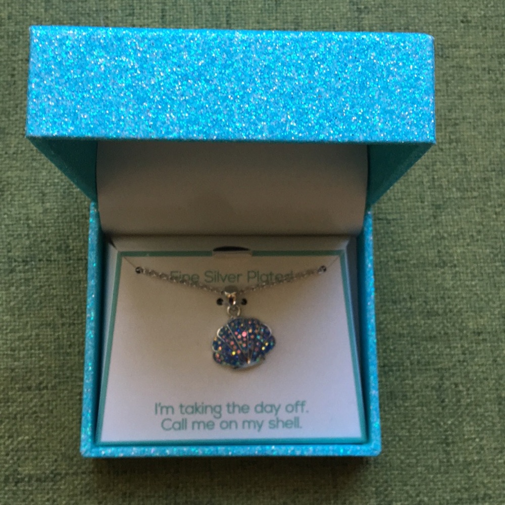 Pave Crystal Elements Shell Pendant Necklace